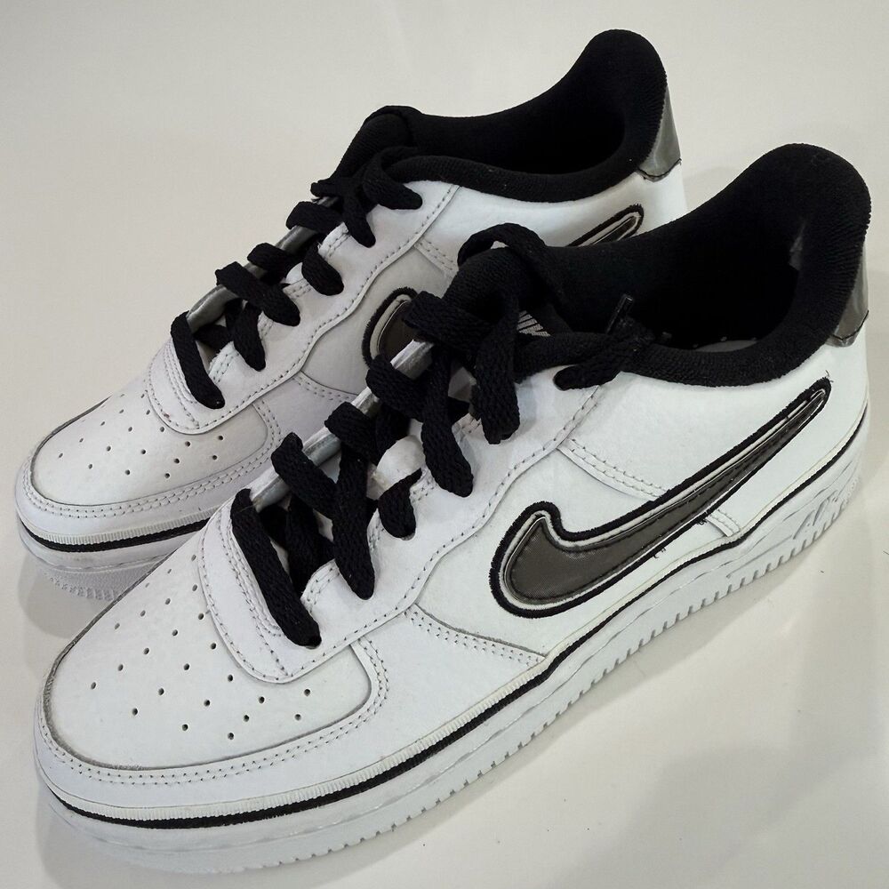 Nike Air Force 1 Low LV8 Sport White Black Trainers YOUTH Sz 5 /W 6.5 AR0734-100